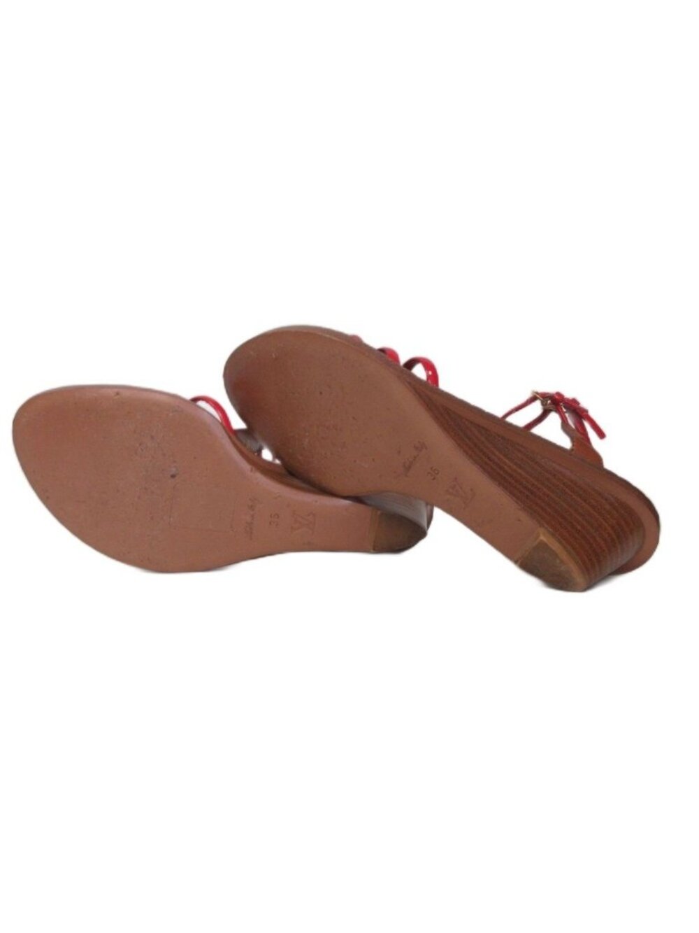 Louis Vuitton Monogram Wedge Sole Sandals Ankle Strap - Picture 6 of 8